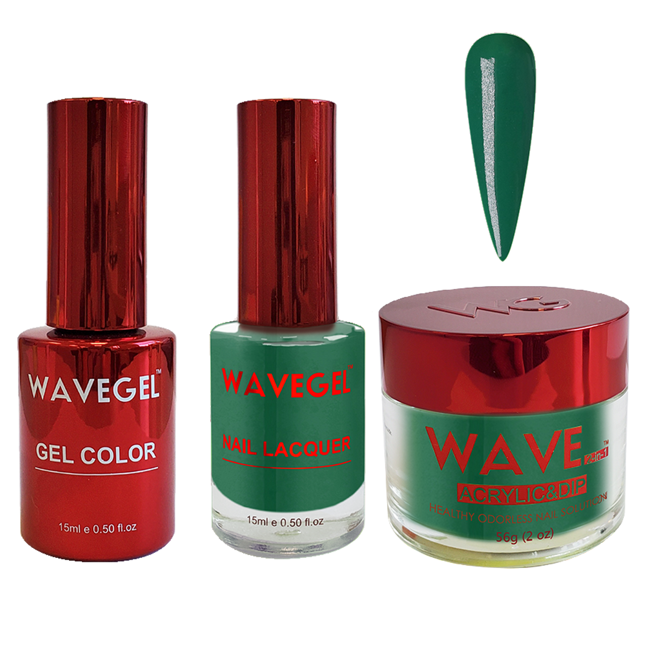 Wave Gel 4in1 Dipping Powder + Gel Polish + Nail Lacquer, QUEEN Collection, 100, Emerald Green