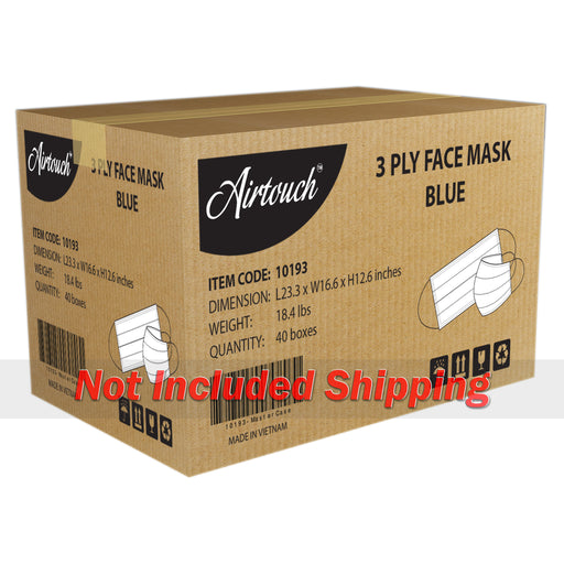 Airtouch Disposable 3 Ply Face Mask, Blue, CASE (Packing: 50 pcs/case, 40 boxes/case)