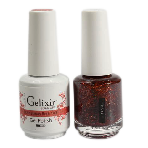 Gelixir Nail Lacquer And Gel Polish, 103, Christmas Red, 0.5oz KK1010