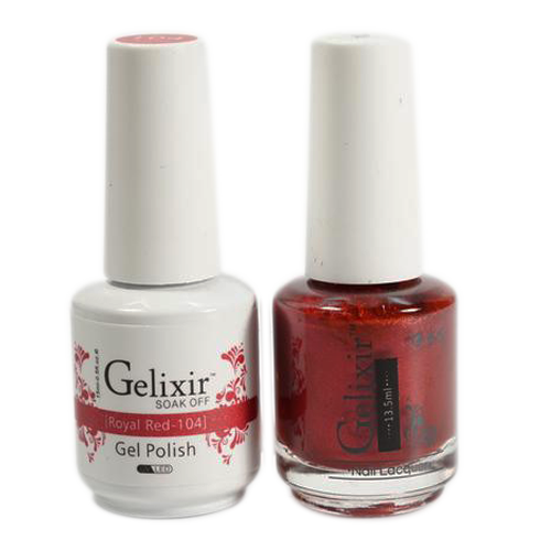 Gelixir Nail Lacquer And Gel Polish, 104, Royal Red, 0.5oz KK1010