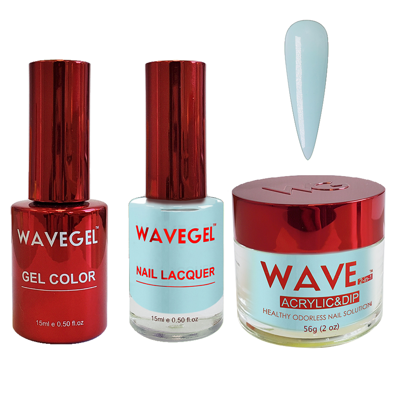 Wave Gel 4in1 Dipping Powder + Gel Polish + Nail Lacquer, QUEEN Collection, 105, Pastel Light Blue