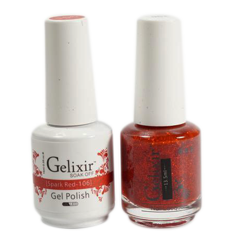 Gelixir Nail Lacquer And Gel Polish, 106, Spark Red, 0.5oz KK1010