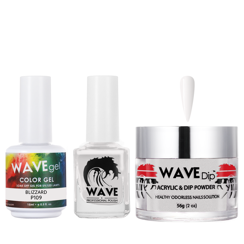 Wave Gel 4in1 Acrylic/Dipping Powder + Gel Polish + Nail Lacquer, SIMPLICITY Collection, 109, Blizzard