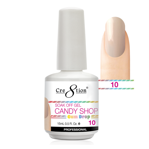 Cre8tion Candy Shop Gum Drop Gel Polish, 0916-0507, 0.5oz, 10 KK1130