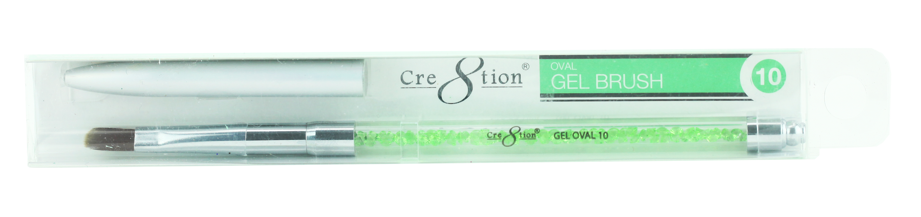 Cre8tion Nail Art Oval Gel Brush-Green, #10, 12216 (Packing: 5 pcs/pack)