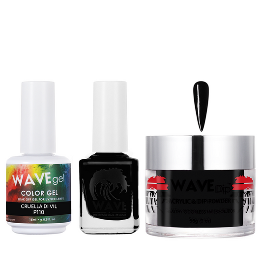 Wave Gel 4in1 Acrylic/Dipping Powder + Gel Polish + Nail Lacquer, SIMPLICITY Collection, 110, Cruella Di Vil