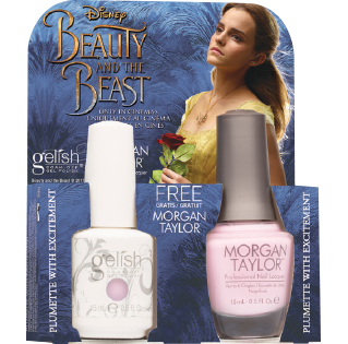 Gelish Gel Polish & Morgan Taylor Nail Lacquer, 1110249, Beauty And The Beast Collection, Plumette with Excitement, 0.5oz BB KK
