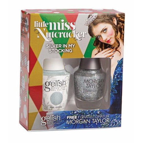 Gelish Gel Polish & Morgan Taylor Nail Lacquer, 1110279, Little Miss Nutcracker Collection, Silver In My Stocking, 0.5oz BB KK