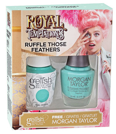 Gelish Gel Polish & Morgan Taylor Nail Lacquer, 1110294, Royal Temptations Collection, Ruffle Those Feathers, 0.5oz KK