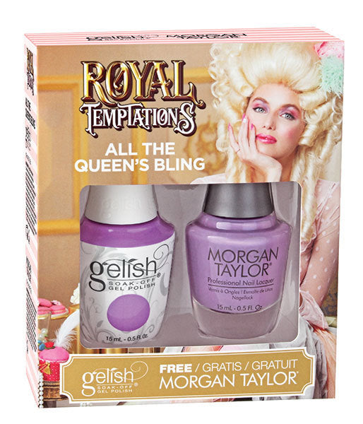 Gelish Gel Polish & Morgan Taylor Nail Lacquer, 1110295, Royal Temptations Collection, All The Queen's Bling, 0.5oz KK