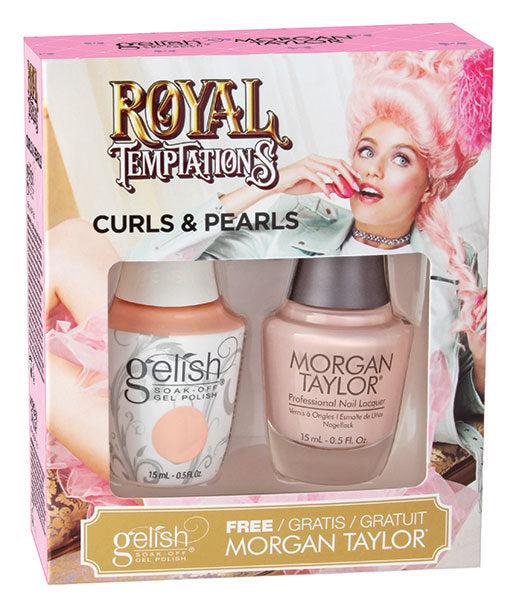 Gelish Gel Polish & Morgan Taylor Nail Lacquer, 1110298, Royal Temptations Collection, Curls & Pearls, 0.5oz KK