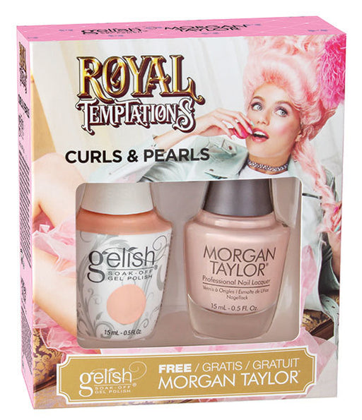 Gelish Gel Polish & Morgan Taylor Nail Lacquer, 1110298, Royal Temptations Collection, Curls & Pearls, 0.5oz KK