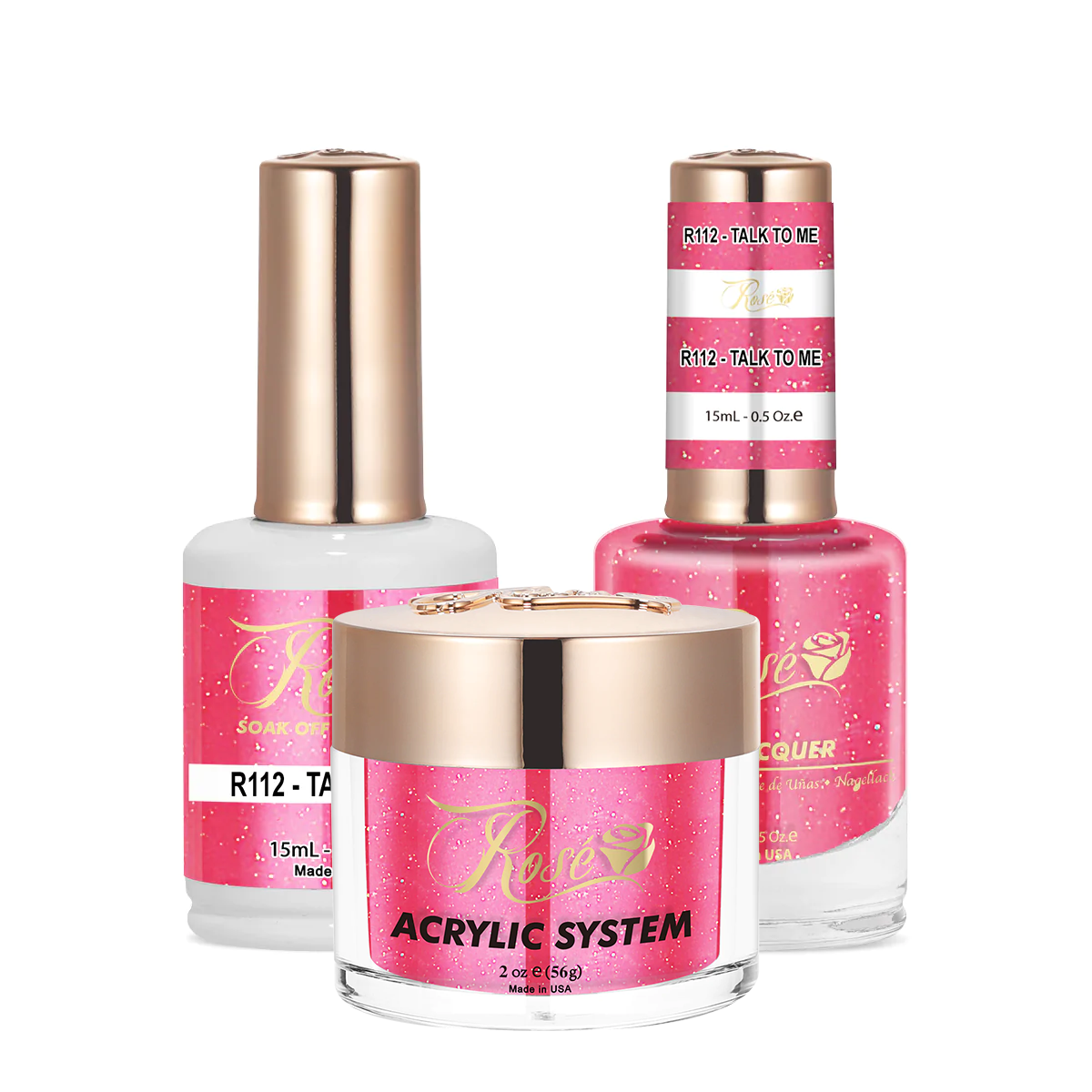 Rose 3in1 Acrylic/Dipping Powder + Gel Polish + Nail Lacquer, 112, Talk To Me