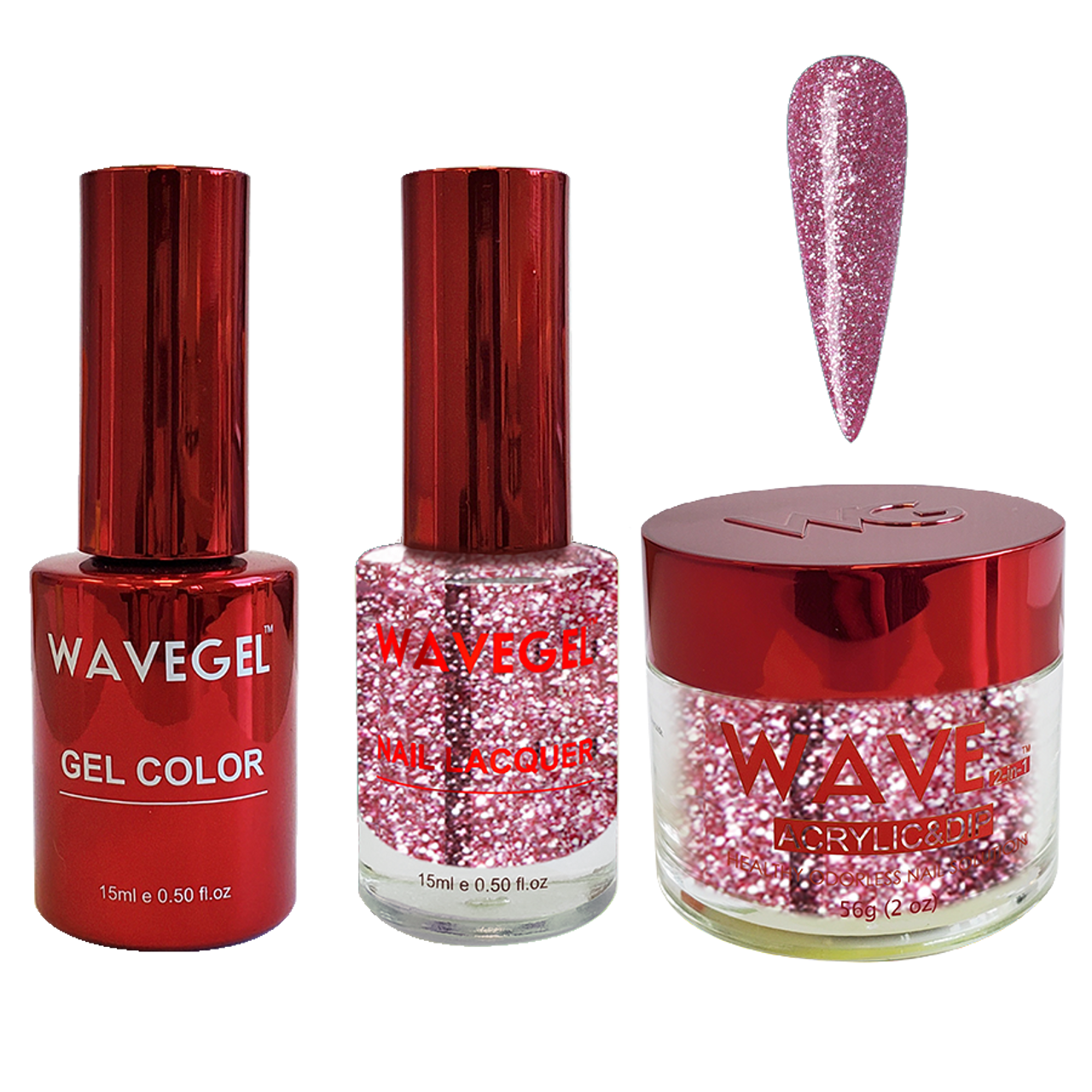 Wave Gel 4in1 Dipping Powder + Gel Polish + Nail Lacquer, QUEEN Collection, 112, Pink Galore