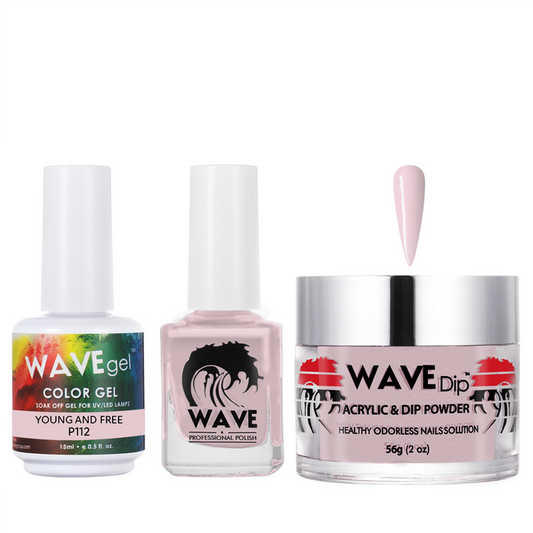 Wave Gel 4in1 Acrylic/Dipping Powder + Gel Polish + Nail Lacquer, SIMPLICITY Collection, 112, Young and Free