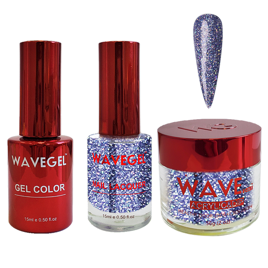 Wave Gel 4in1 Dipping Powder + Gel Polish + Nail Lacquer, QUEEN Collection, 113, Blue Sparkle