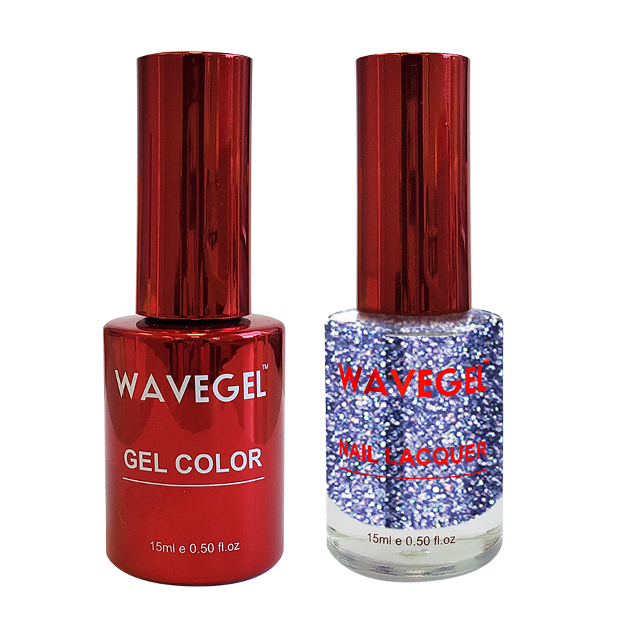 Wave Gel Nail Lacquer + Gel Polish, QUEEN Collection, 113, Blue Sparkle, 0.5oz