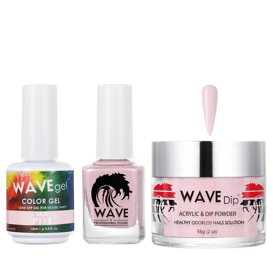 Wave Gel 4in1 Acrylic/Dipping Powder + Gel Polish + Nail Lacquer, SIMPLICITY Collection, 113, Silk