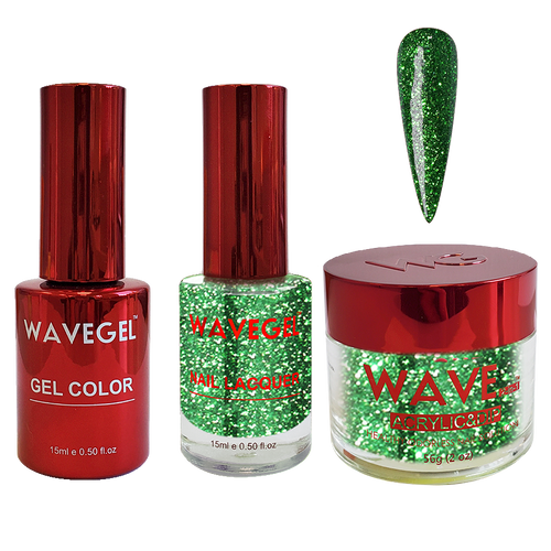 Wave Gel 4in1 Dipping Powder + Gel Polish + Nail Lacquer, QUEEN Collection, 119, Greener And Sparklier On