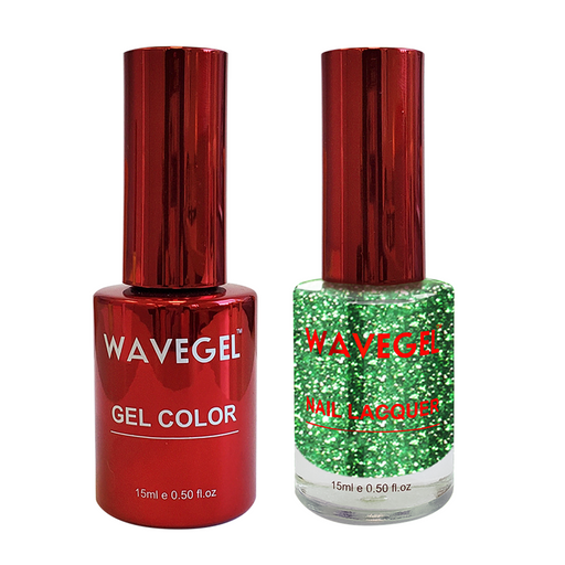 Wave Gel Nail Lacquer + Gel Polish, QUEEN Collection, 119, Greener And Sparklier On, 0.5oz