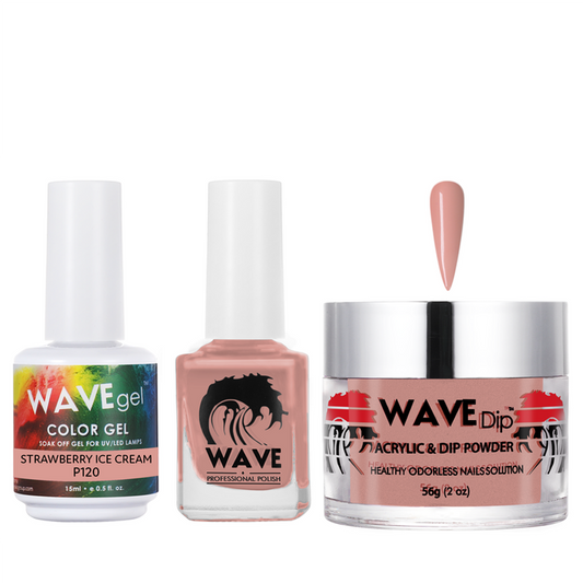 Wave Gel 4in1 Acrylic/Dipping Powder + Gel Polish + Nail Lacquer, SIMPLICITY Collection, 120, Strawberry Ice Cream