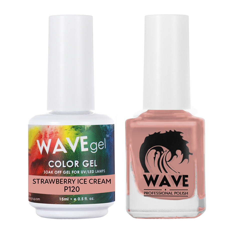 Wave Gel Nail Lacquer + Gel Polish, Simplicity Collection, 120, Strawberry Ice Cream, 0.5oz