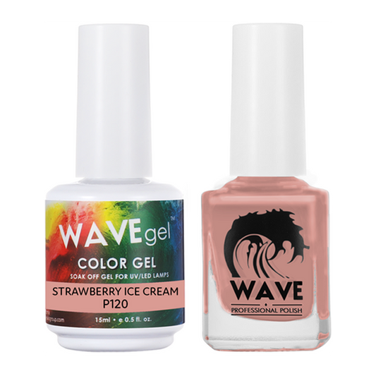 Wave Gel Nail Lacquer + Gel Polish, Simplicity Collection, 120, Strawberry Ice Cream, 0.5oz