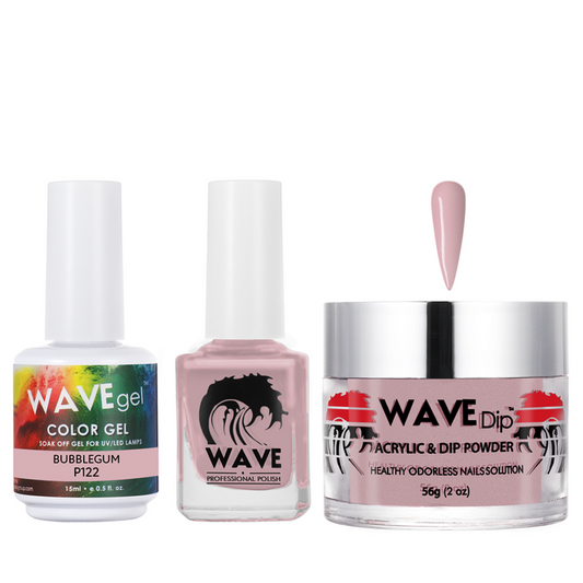 Wave Gel 4in1 Acrylic/Dipping Powder + Gel Polish + Nail Lacquer, SIMPLICITY Collection, 122, Bubblegum