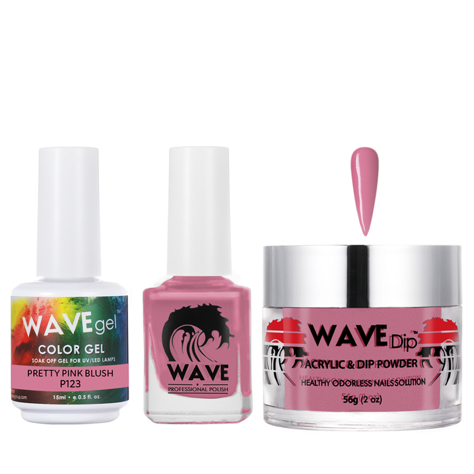 Wave Gel 4in1 Acrylic/Dipping Powder + Gel Polish + Nail Lacquer, SIMPLICITY Collection, 123, Pretty Pink Blush