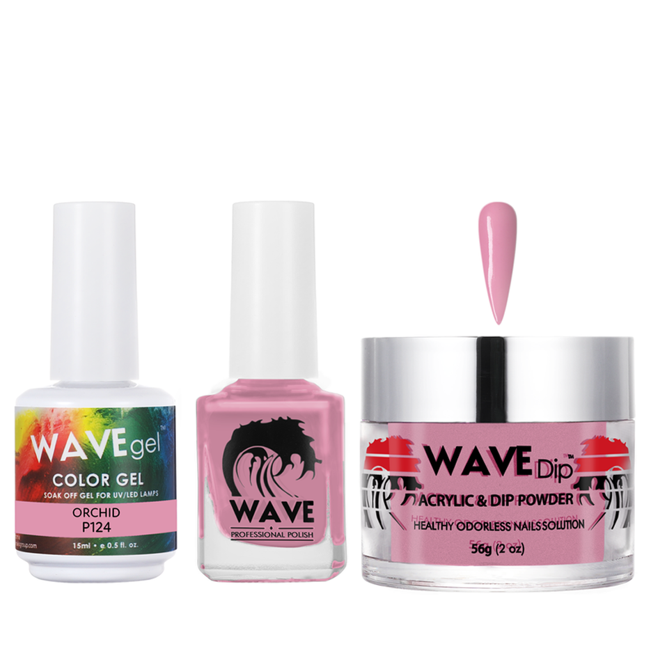 Wave Gel 4in1 Acrylic/Dipping Powder + Gel Polish + Nail Lacquer, SIMPLICITY Collection, 124, Orchid