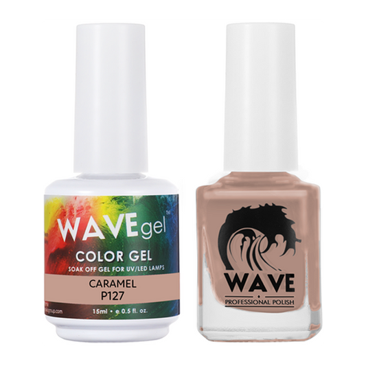 Wave Gel Nail Lacquer + Gel Polish, Simplicity Collection, 127, Caramel, 0.5oz