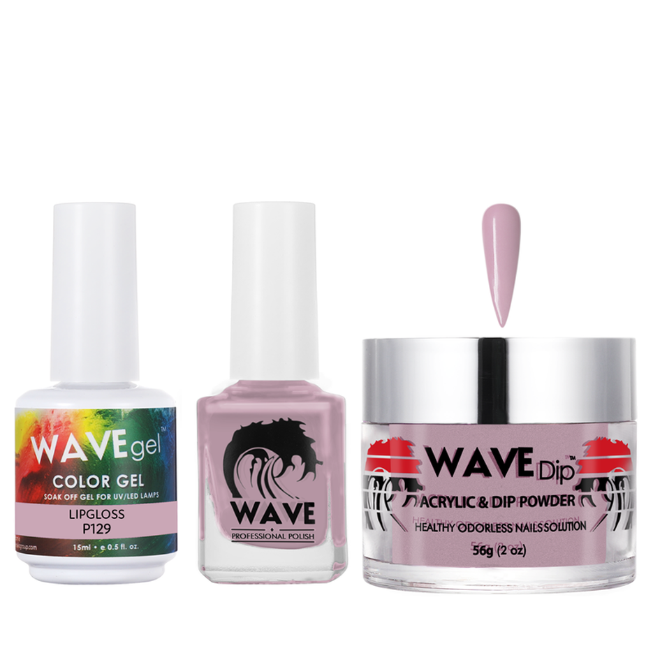 Wave Gel 4in1 Acrylic/Dipping Powder + Gel Polish + Nail Lacquer, SIMPLICITY Collection, 129, Lipgloss