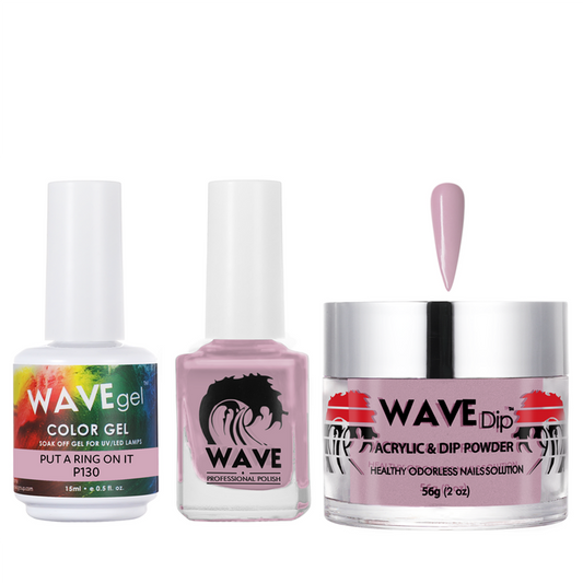 Wave Gel 4in1 Acrylic/Dipping Powder + Gel Polish + Nail Lacquer, SIMPLICITY Collection, 130, Put A Ring On It