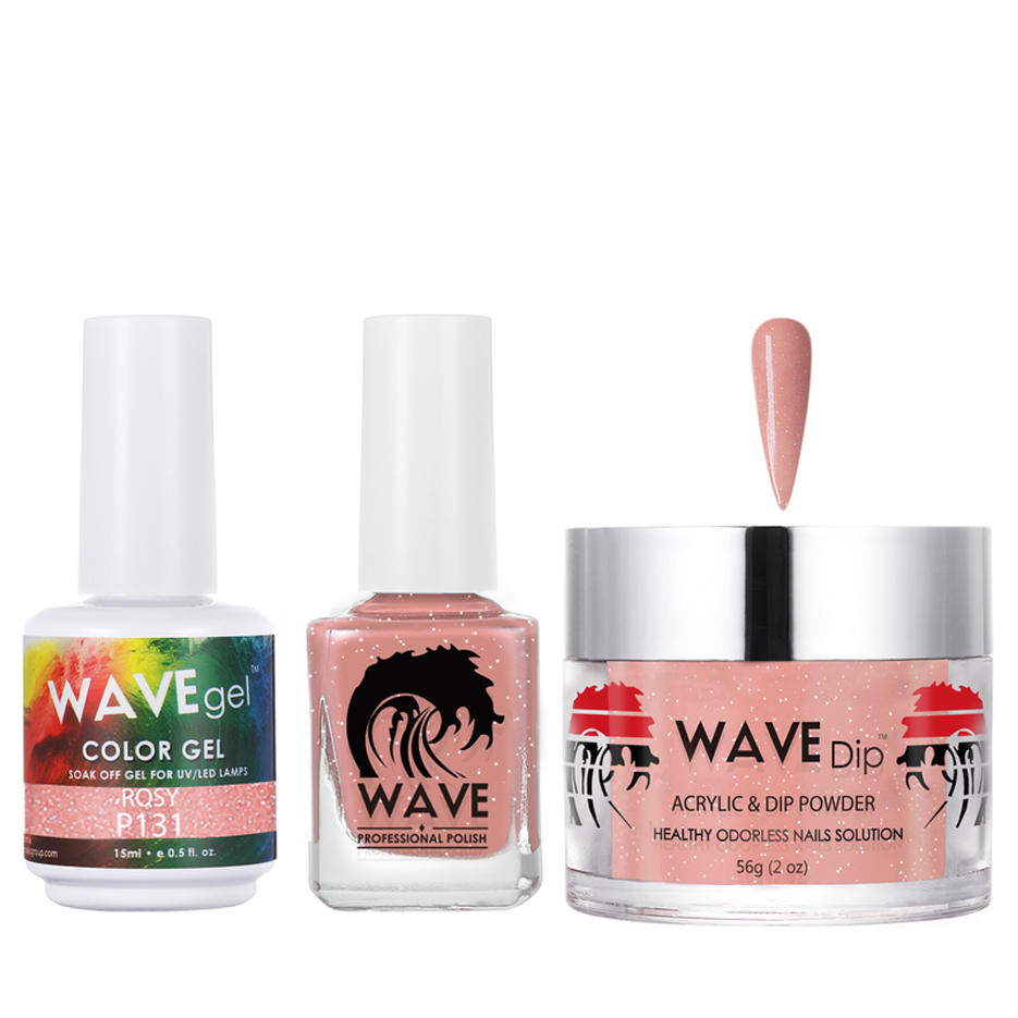 Wave Gel 4in1 Acrylic/Dipping Powder + Gel Polish + Nail Lacquer, SIMPLICITY Collection, 131, Rosy