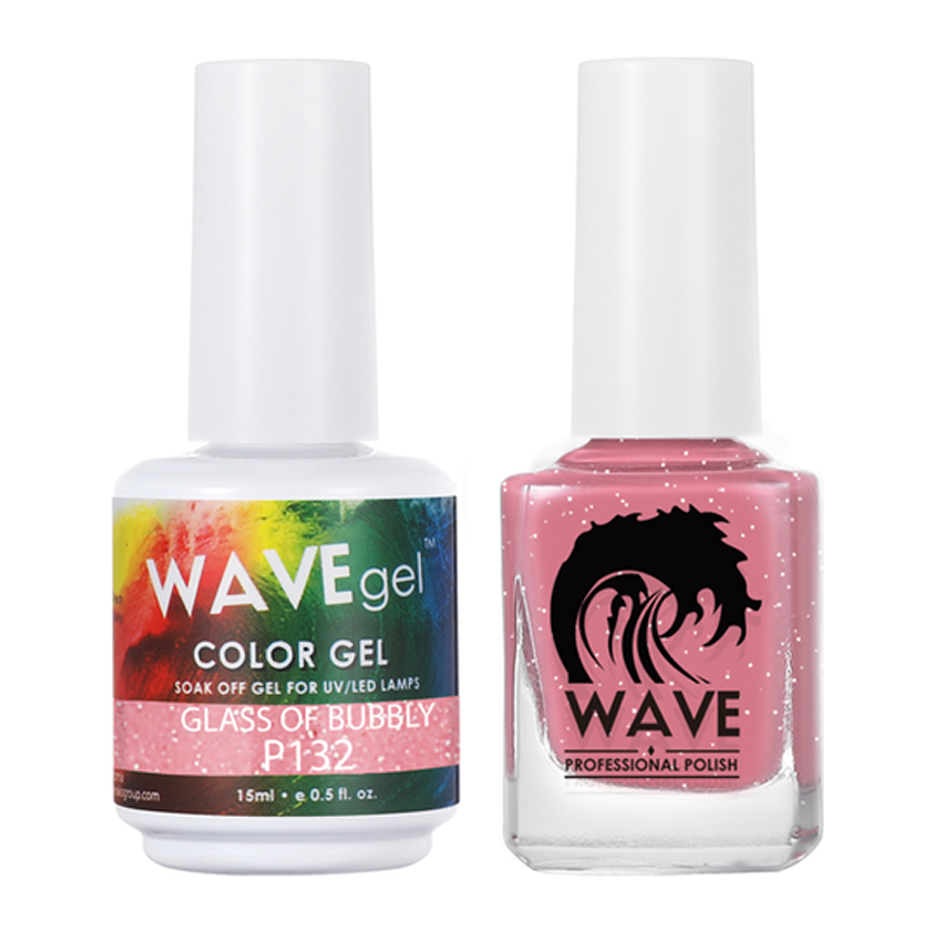 Wave Gel Nail Lacquer + Gel Polish, Simplicity Collection, 132, Glass Of Bubbly, 0.5oz