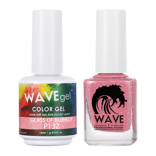 Wave Gel Nail Lacquer + Gel Polish, Simplicity Collection, 132, Glass Of Bubbly, 0.5oz