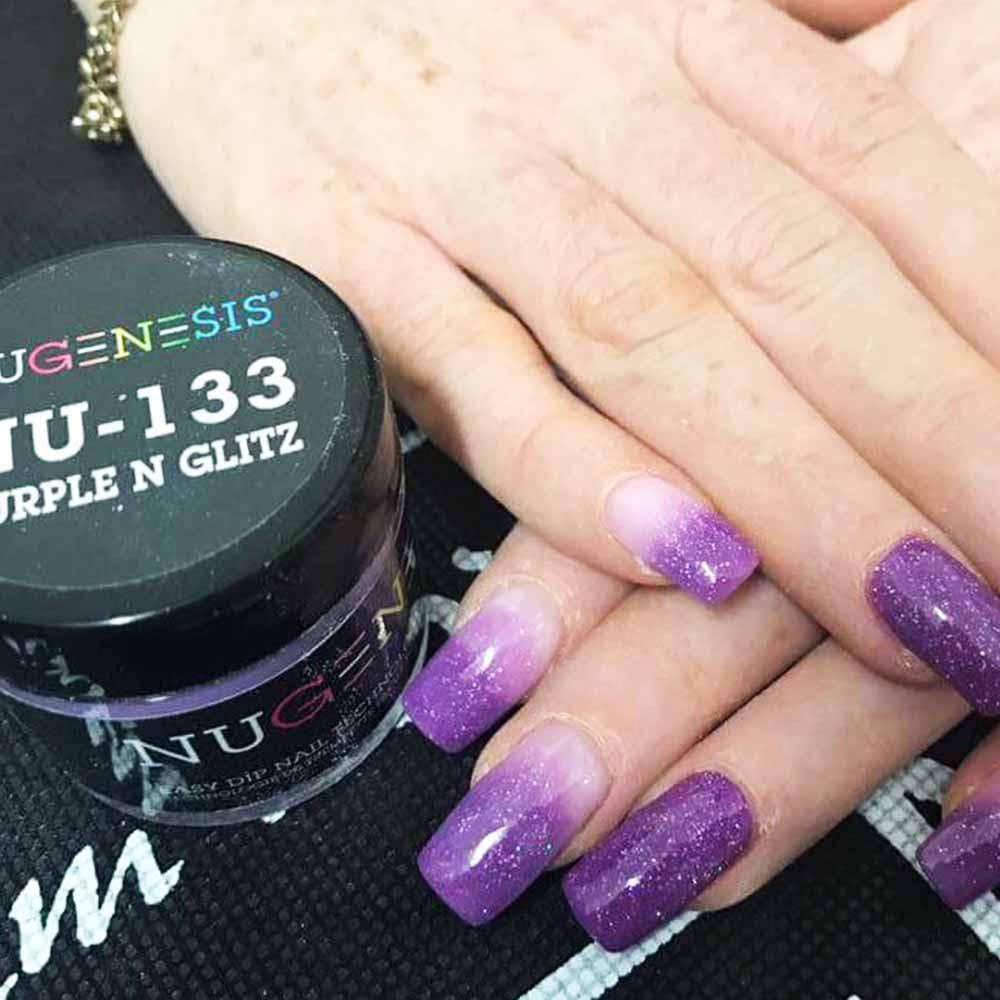 Nugenesis Dipping Powder, NU 133, Purple N Glitz, 2oz MH1005