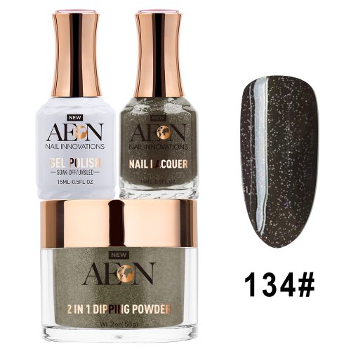 AEON 3in1 Dipping Powder + Gel Polish + Nail Lacquer, 134, Black Magic OK0327LK