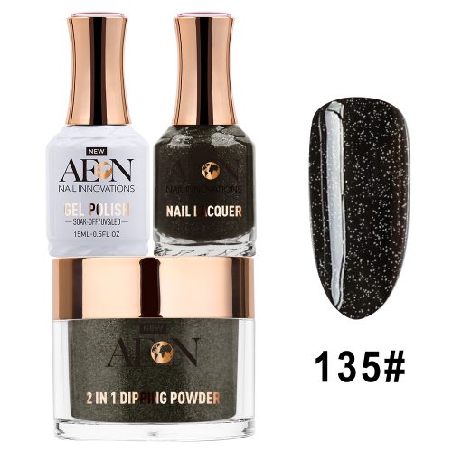 AEON 3in1 Dipping Powder + Gel Polish + Nail Lacquer, 135, Black Widow OK0327LK