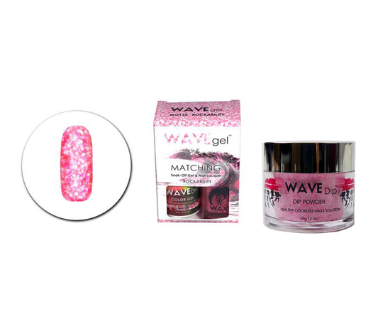 Wave Gel 3in1 Dipping Powder + Gel Polish + Nail Lacquer, 135, Rockability OK0603MD