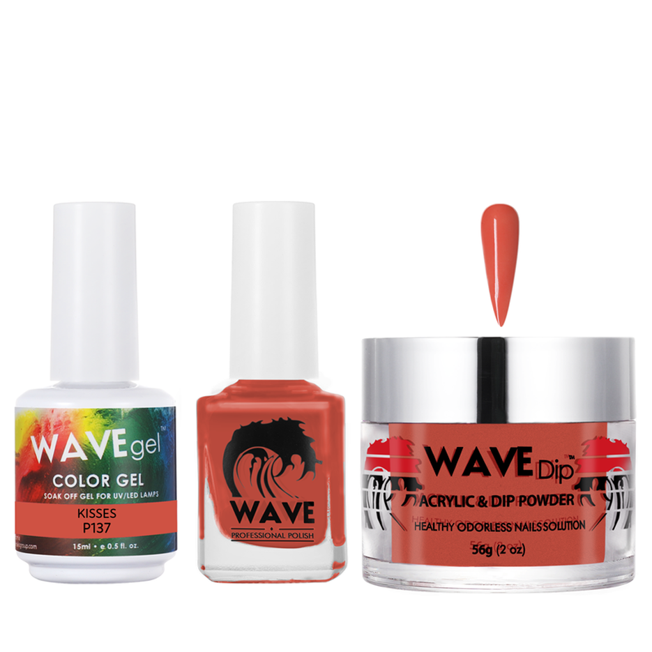 Wave Gel 4in1 Acrylic/Dipping Powder + Gel Polish + Nail Lacquer, SIMPLICITY Collection, 137, Kisses