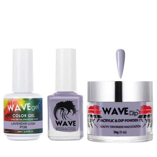 Wave Gel 4in1 Acrylic/Dipping Powder + Gel Polish + Nail Lacquer, SIMPLICITY Collection, 138, Lavendar Lush