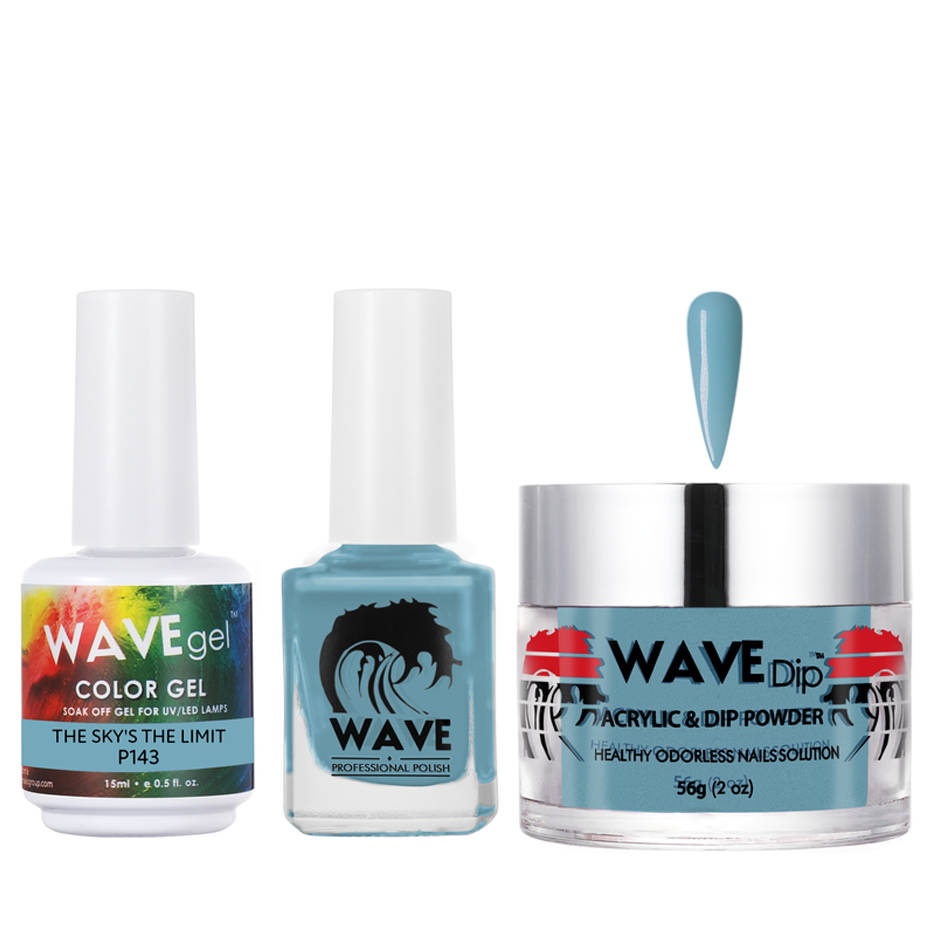 Wave Gel 4in1 Acrylic/Dipping Powder + Gel Polish + Nail Lacquer, SIMPLICITY Collection, 143, The Sky's The Limit