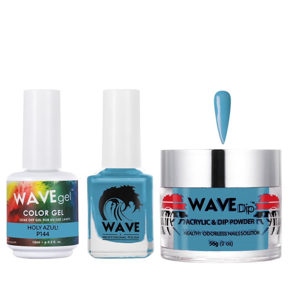 Wave Gel 4in1 Acrylic/Dipping Powder + Gel Polish + Nail Lacquer, SIMPLICITY Collection, 144, Holy Azul!