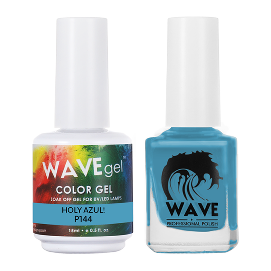 Wave Gel Nail Lacquer + Gel Polish, Simplicity Collection, 144, Holy Azul!, 0.5oz