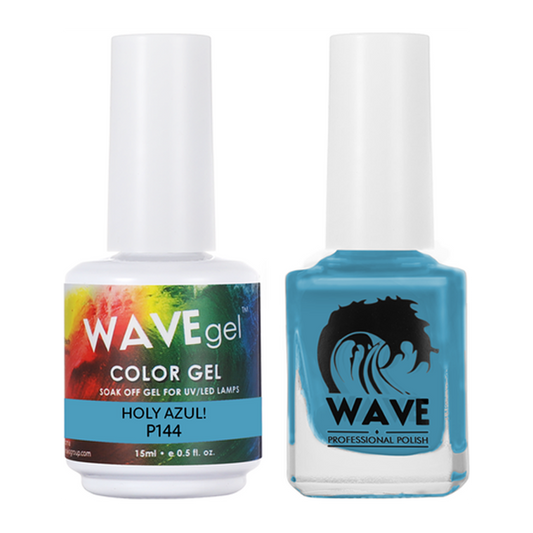 Wave Gel Nail Lacquer + Gel Polish, Simplicity Collection, 144, Holy Azul!, 0.5oz