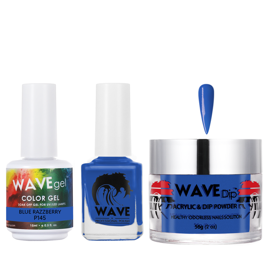 Wave Gel 4in1 Acrylic/Dipping Powder + Gel Polish + Nail Lacquer, SIMPLICITY Collection, 145, Blue Razzberry