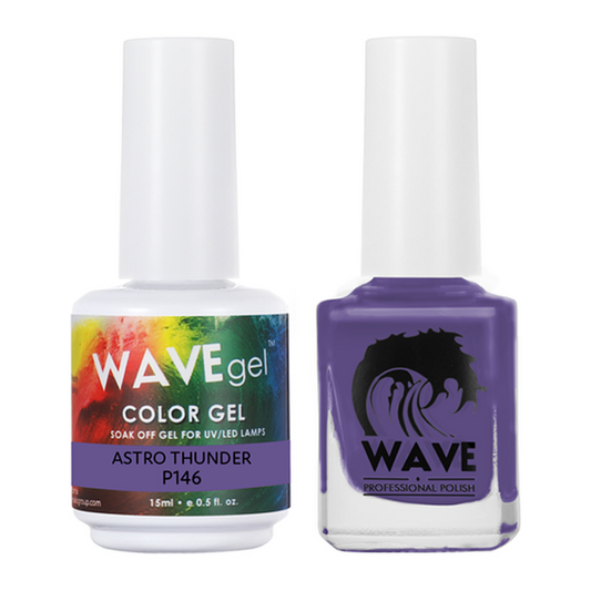 Wave Gel Nail Lacquer + Gel Polish, Simplicity Collection, 146, Astro Thunder, 0.5oz