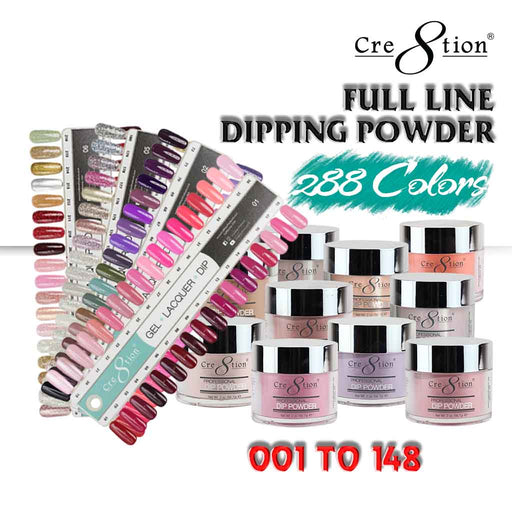 Cre8tion Dipping Powder, 1.7oz, Full line of 148 colors (from 001 to 148)