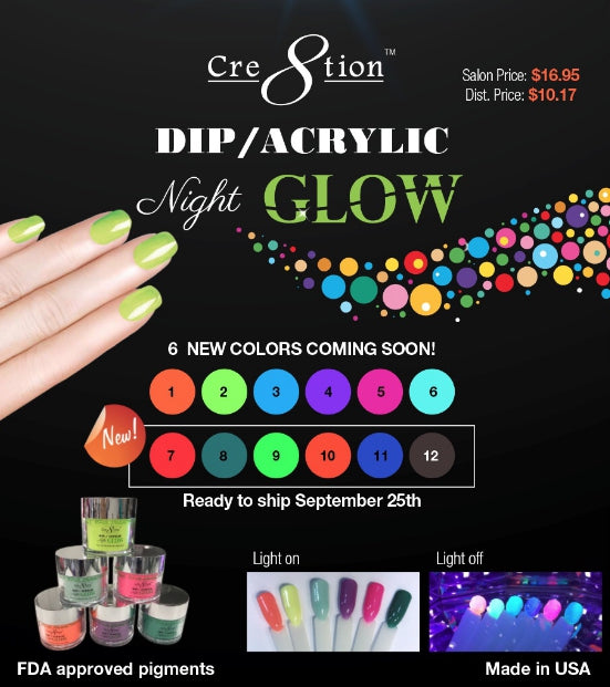 Cre8tion Glow In The Night Arcylic/Dipping Powder, 1.7oz, GLOW06 KK0912 BB